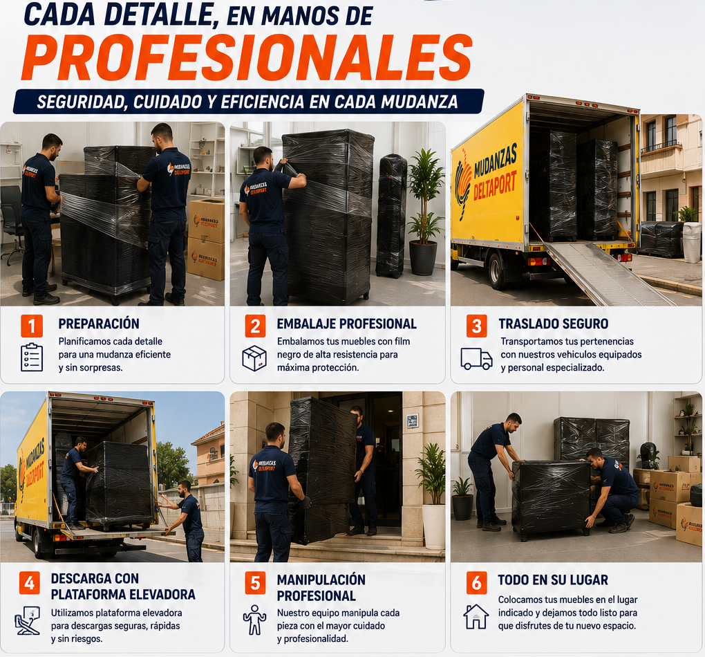 Profesionales realizando un servicio de mudanza
