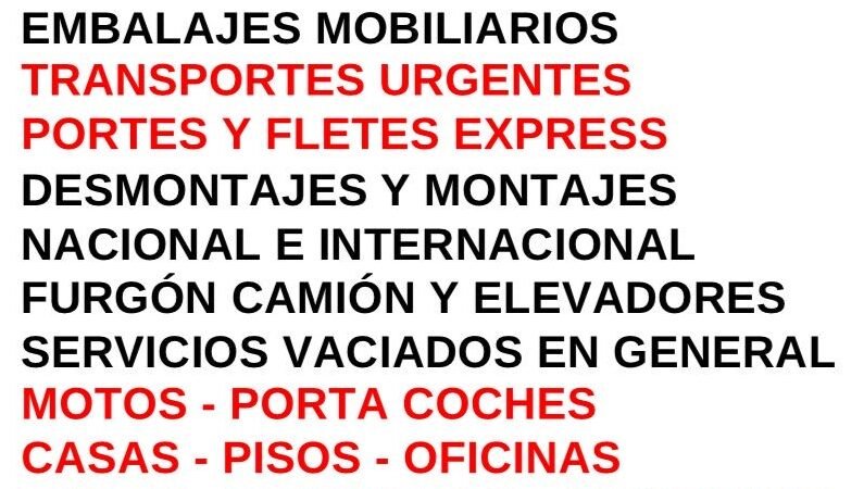 Servicios profesionales de mudanzas y transporte